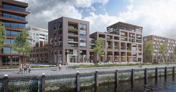 Blauwhoed Eden District LLoydkade Arons & Gelauff, Architectuur Maken. Stebru, HOSPER en Buro Bouwfysica zijn verantwoordelijk voor Eden District.