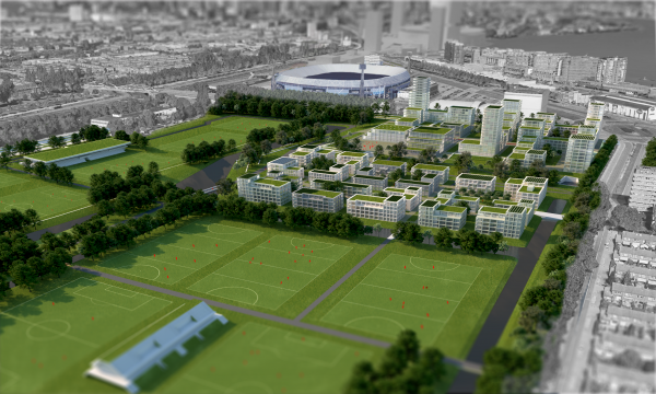 Een impressie van de nieuwe sportieve wijk op Varkenoord